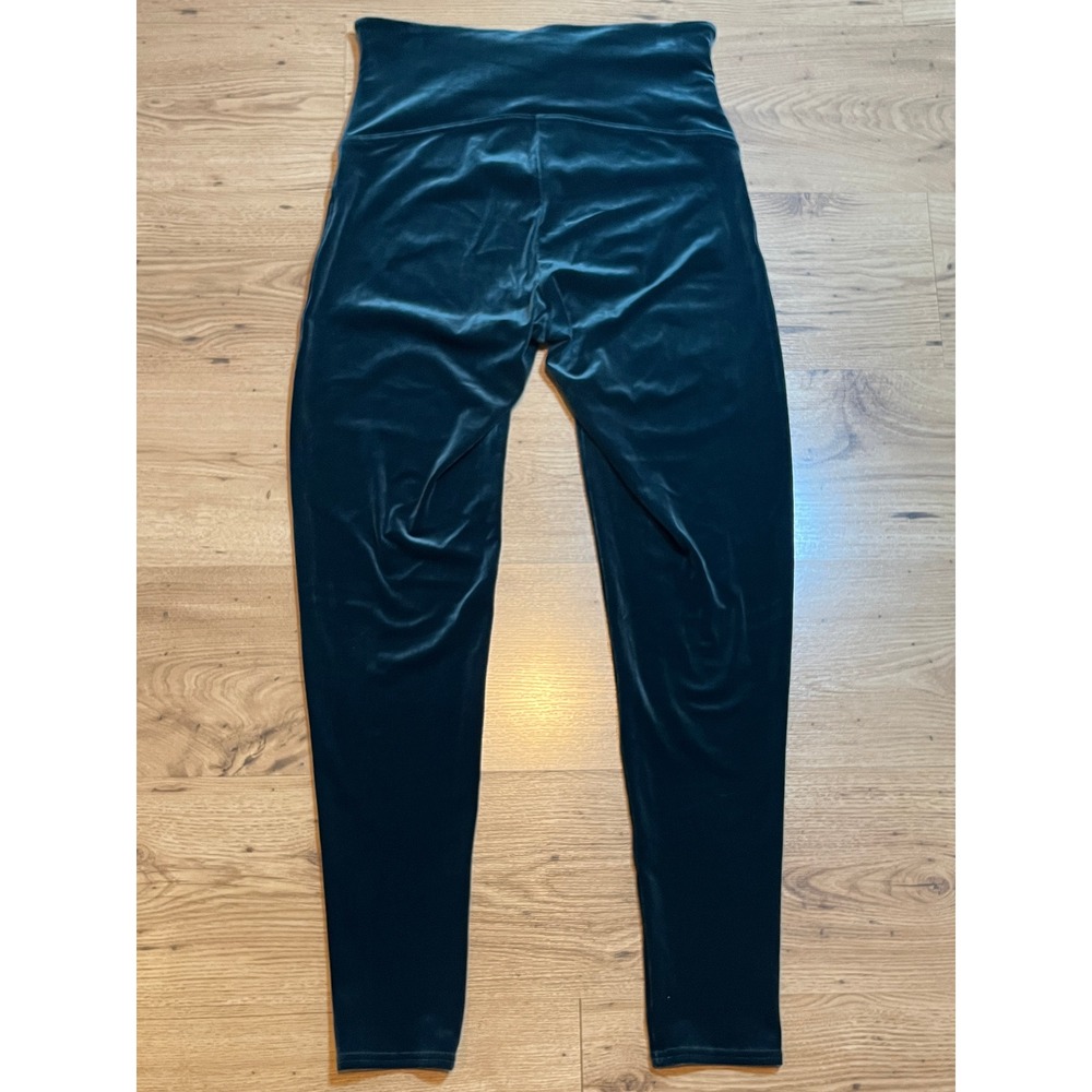 Spanx Velvet Leggings Womens 1X Green High Rise Pull On Slimming Pants Holiday - Picture 4 of 10